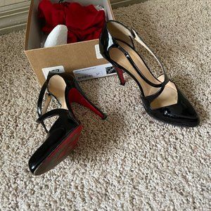 Louboutin Size 37.  Black Patent Pump.